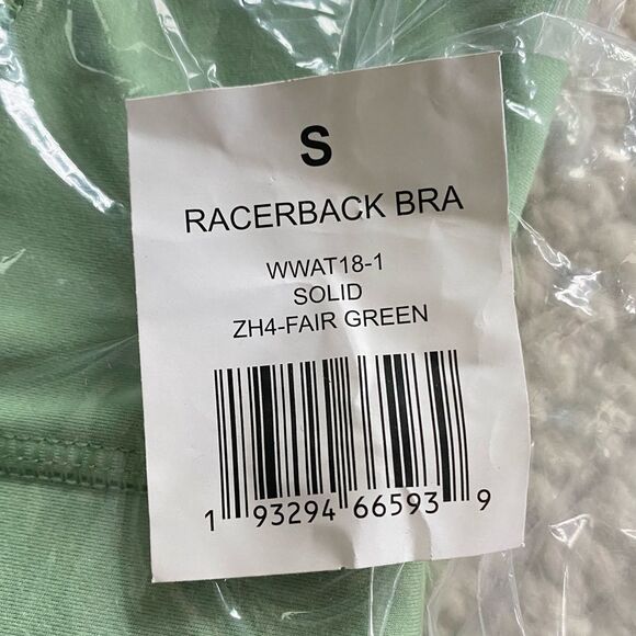 WeWoreWhat Solid Racerback Bra Solid Fair Green Size Small NWT - Picture 4 of 5